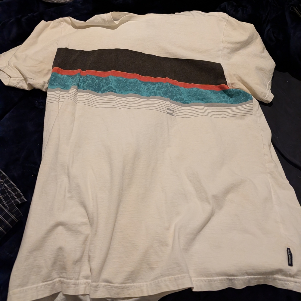 Billabong White T-Shirt with Striped Design